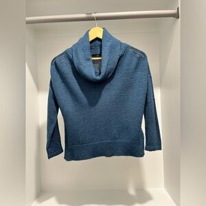 Hazel blue cropped cowl neck 3/4 sleeve sweater womens mohair size small